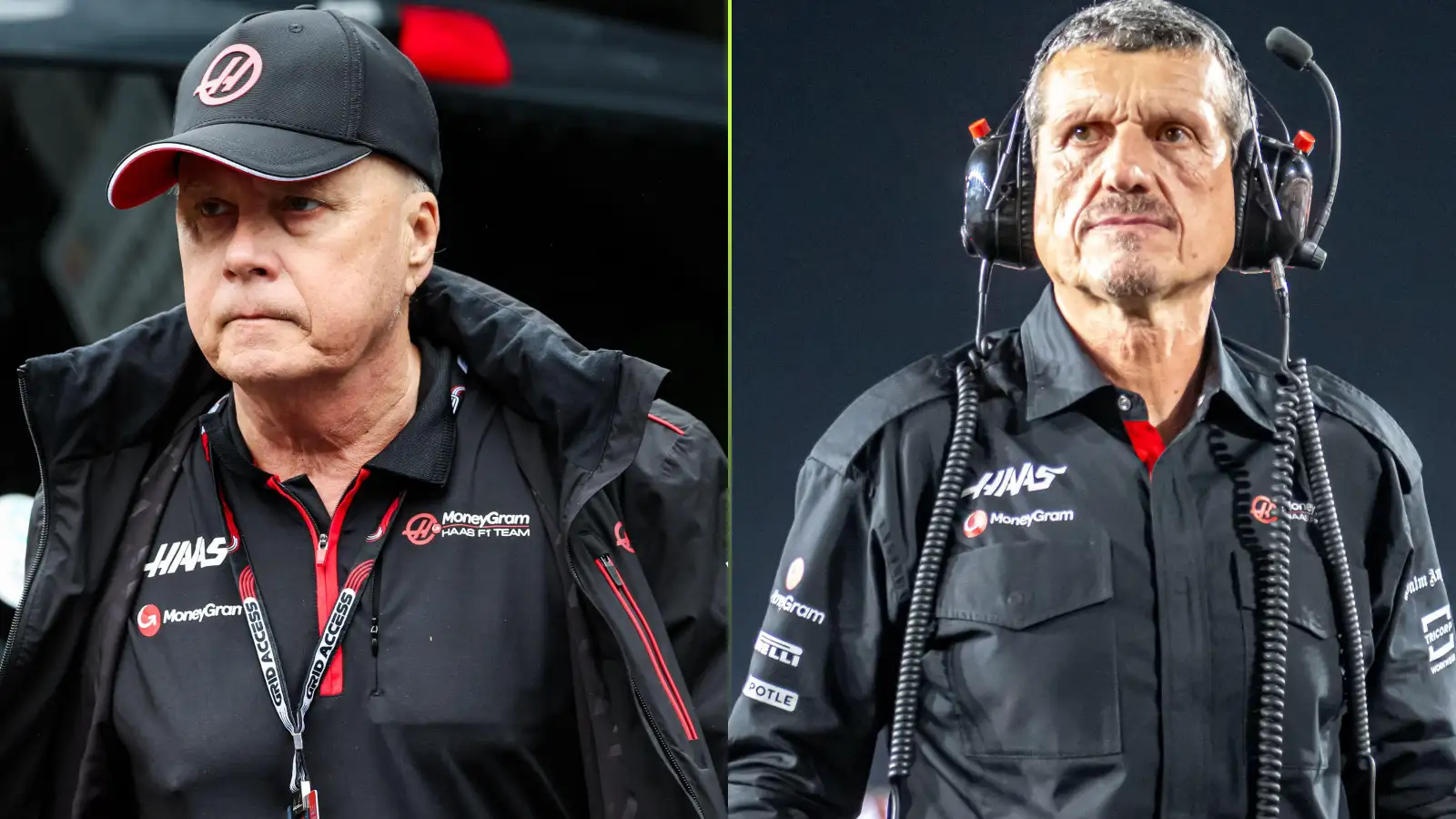 Haas team boss Gene Haas and Guenther Steiner, during 2023.
