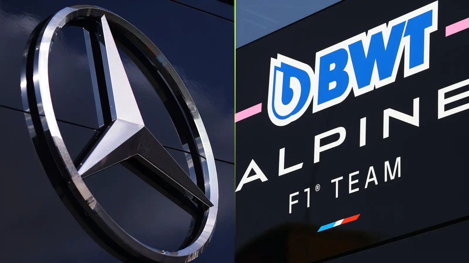 The Mercedes and Alpine logo.