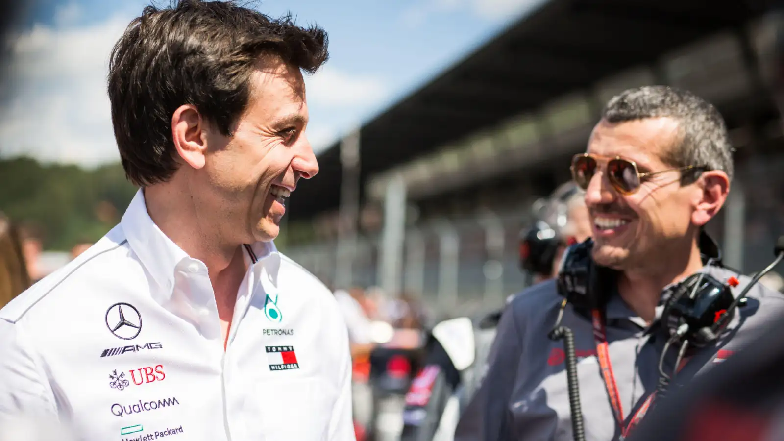 Toto Wolff and Guenther Steiner on the grid at the 2018 Austrian Grand Prix.