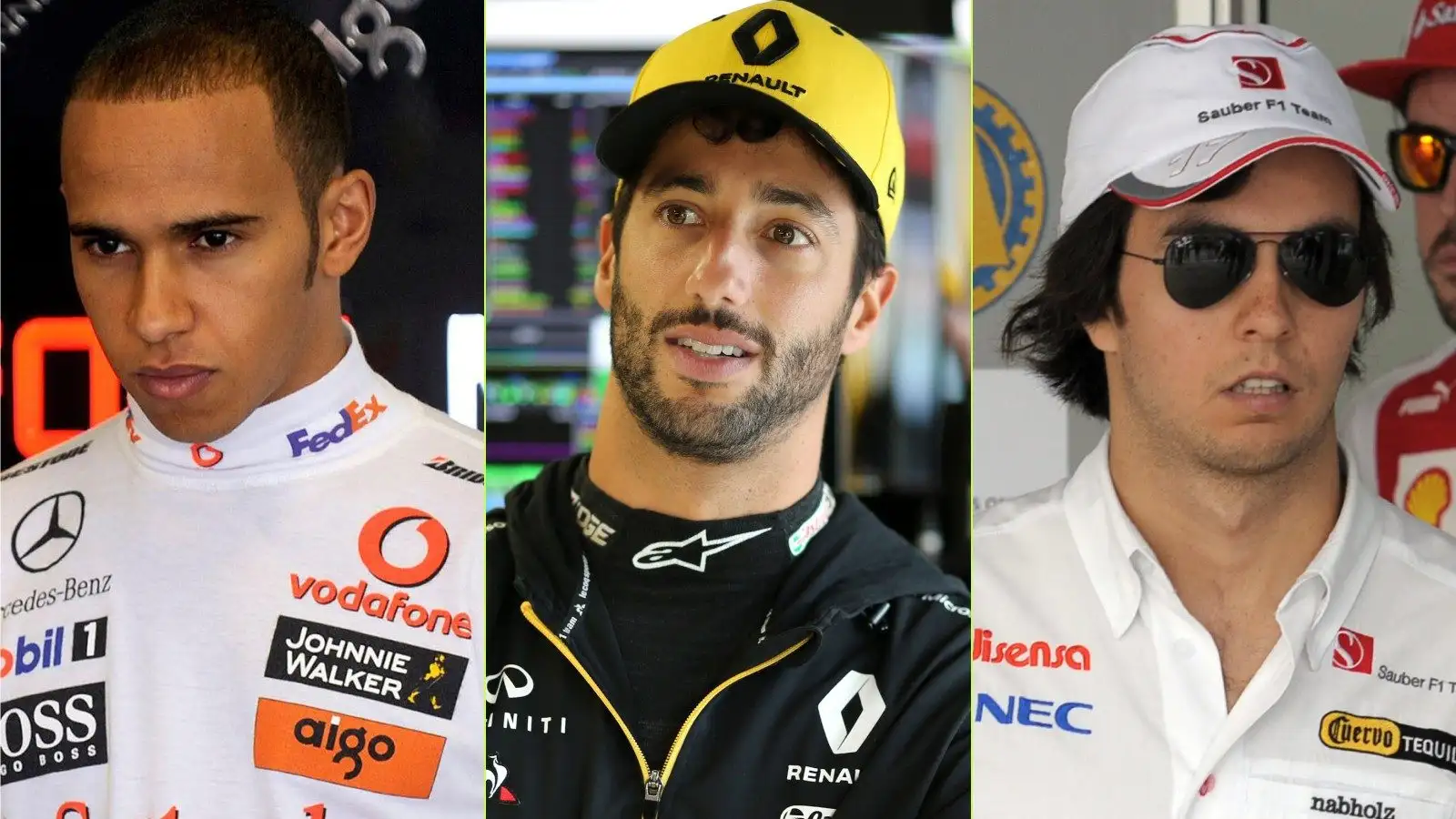 Lewis Hamilton, Daniel Ricciardo and Sergio Perez.