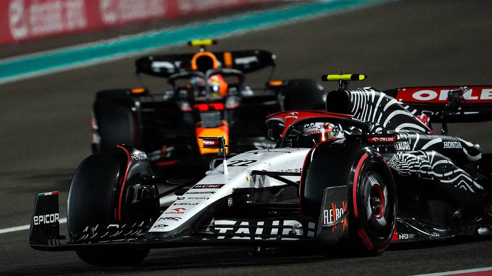 Red Bull and AlphaTauri race in the Abu Dhabi Grand Prix.