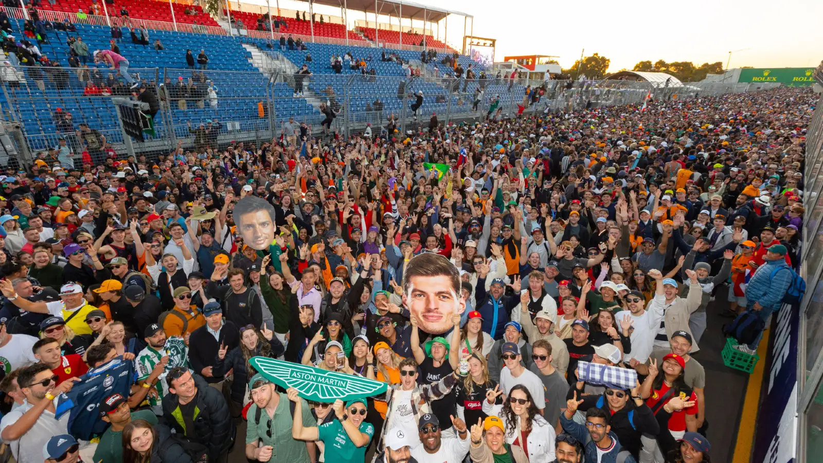 Fans celebrate after the 2023 Australian Grand Prix.