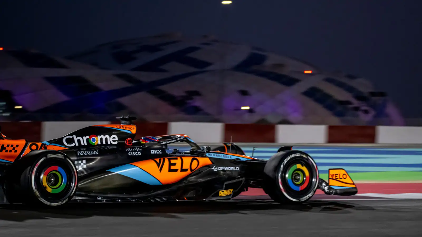 McLaren's Oscar Piastri racing in the 2023 Qatar Grand Prix.