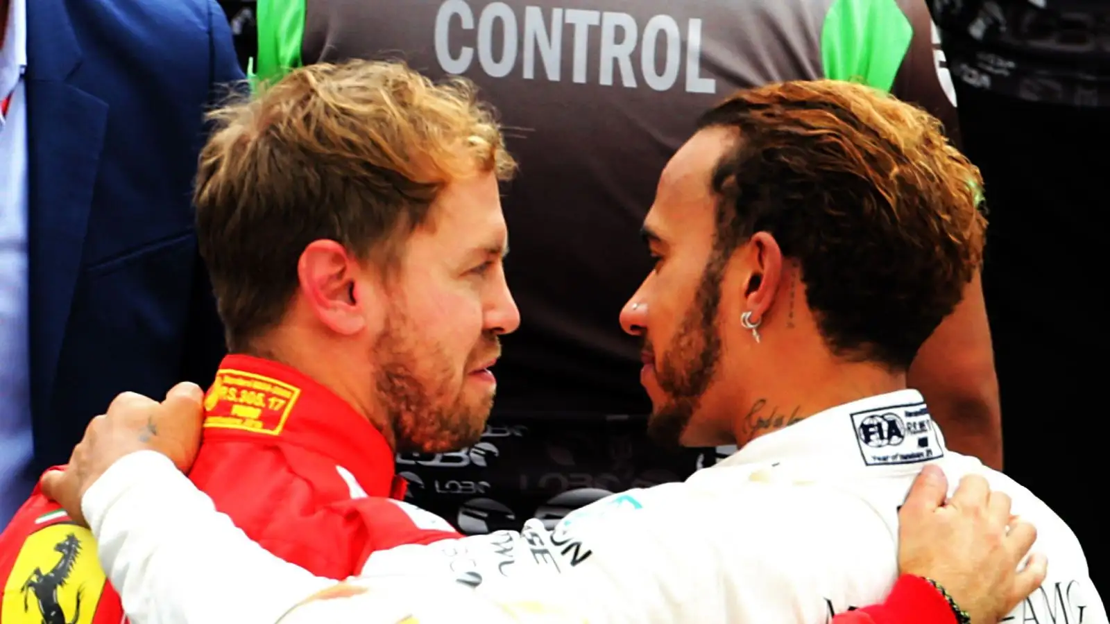 Sebastian Vettel, Ferrari and Lewis Hamilton, Mercedes