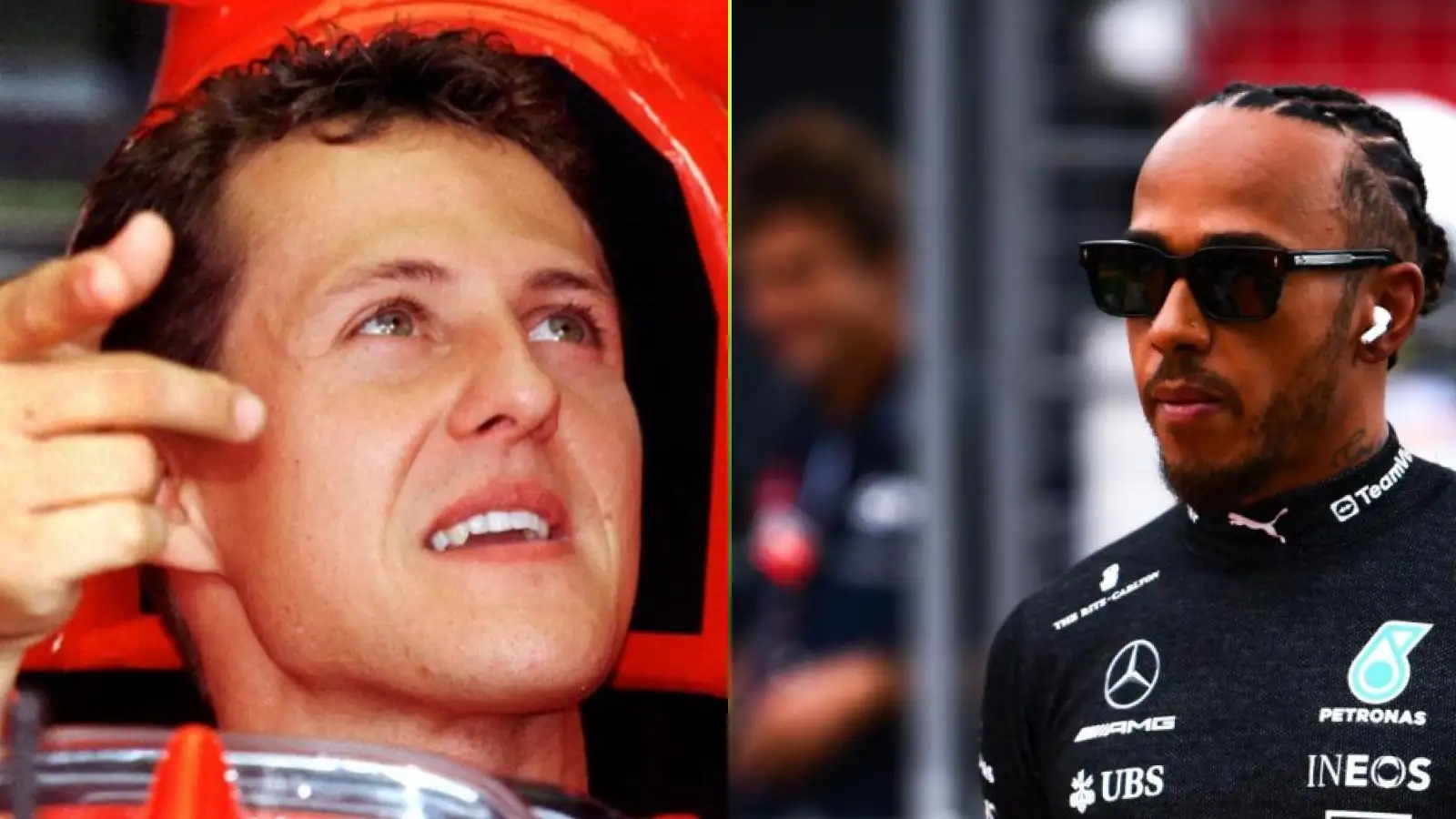 Michael Schumacher and Lewis Hamilton side by side