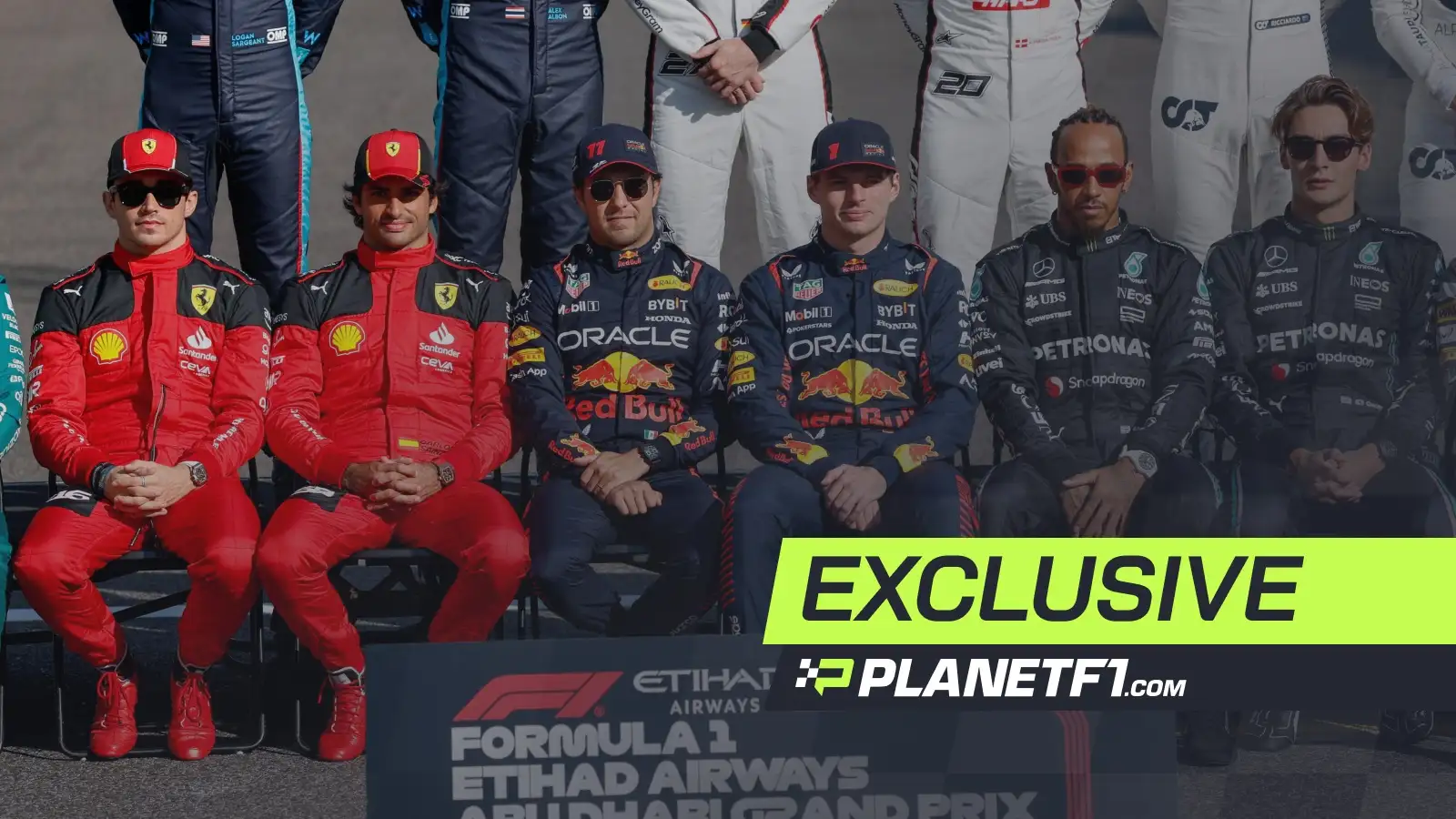 The F1 drivers taking a group photo.