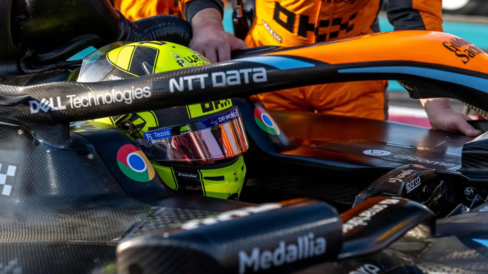 Lando Norris on the grid ahead of the final race of the season.