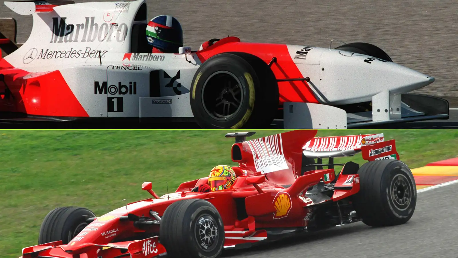 Dario Franchitti tests for McLaren, and Valentino Rossi tests for Ferrari.