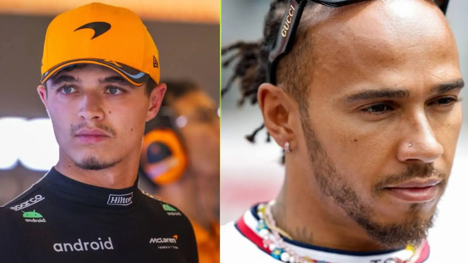 Lando Norris and Lewis Hamilton side by side