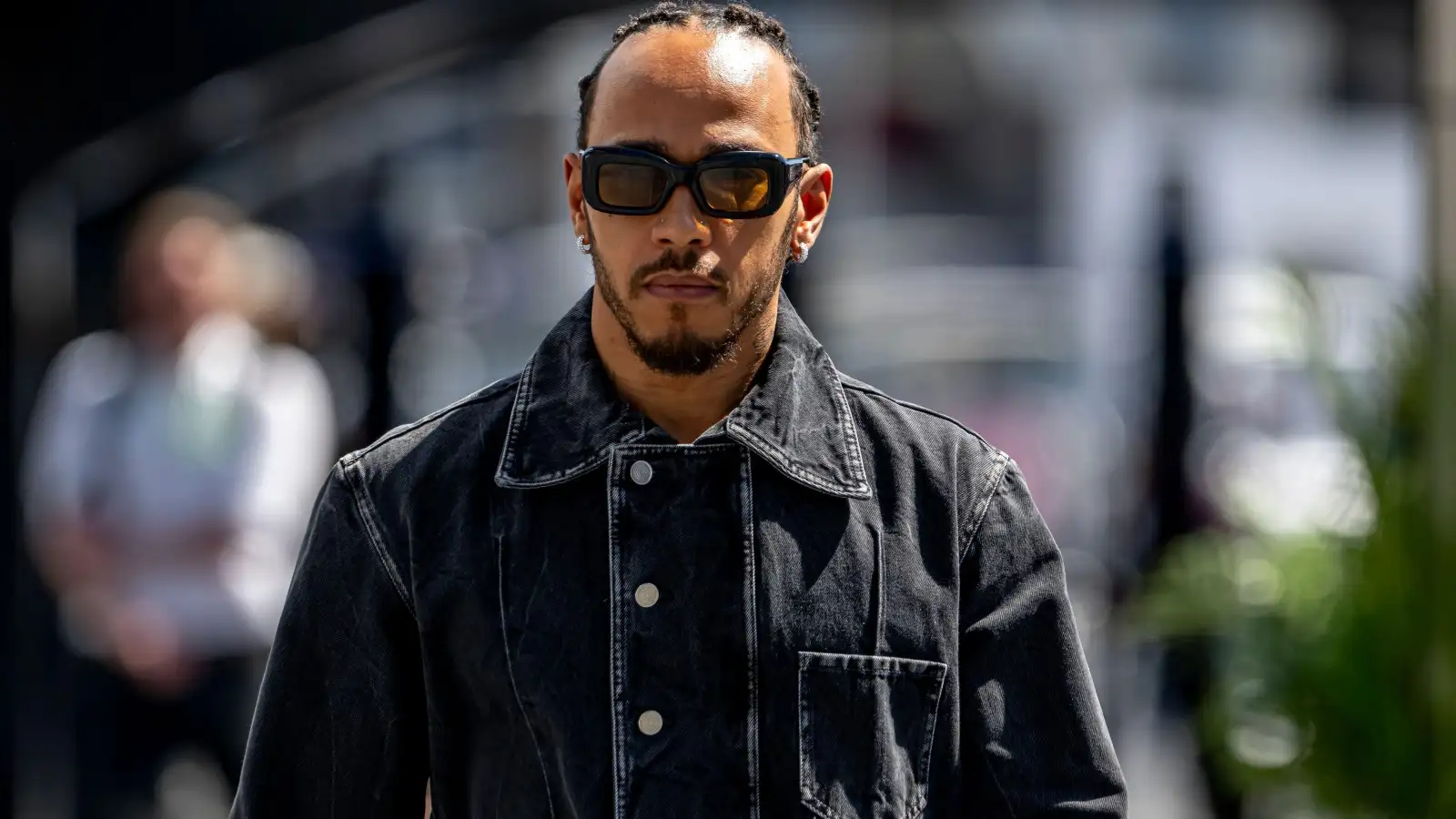 Lewis Hamilton walks through the paddock at the 2024 Saudi Arabian Grand Prix.