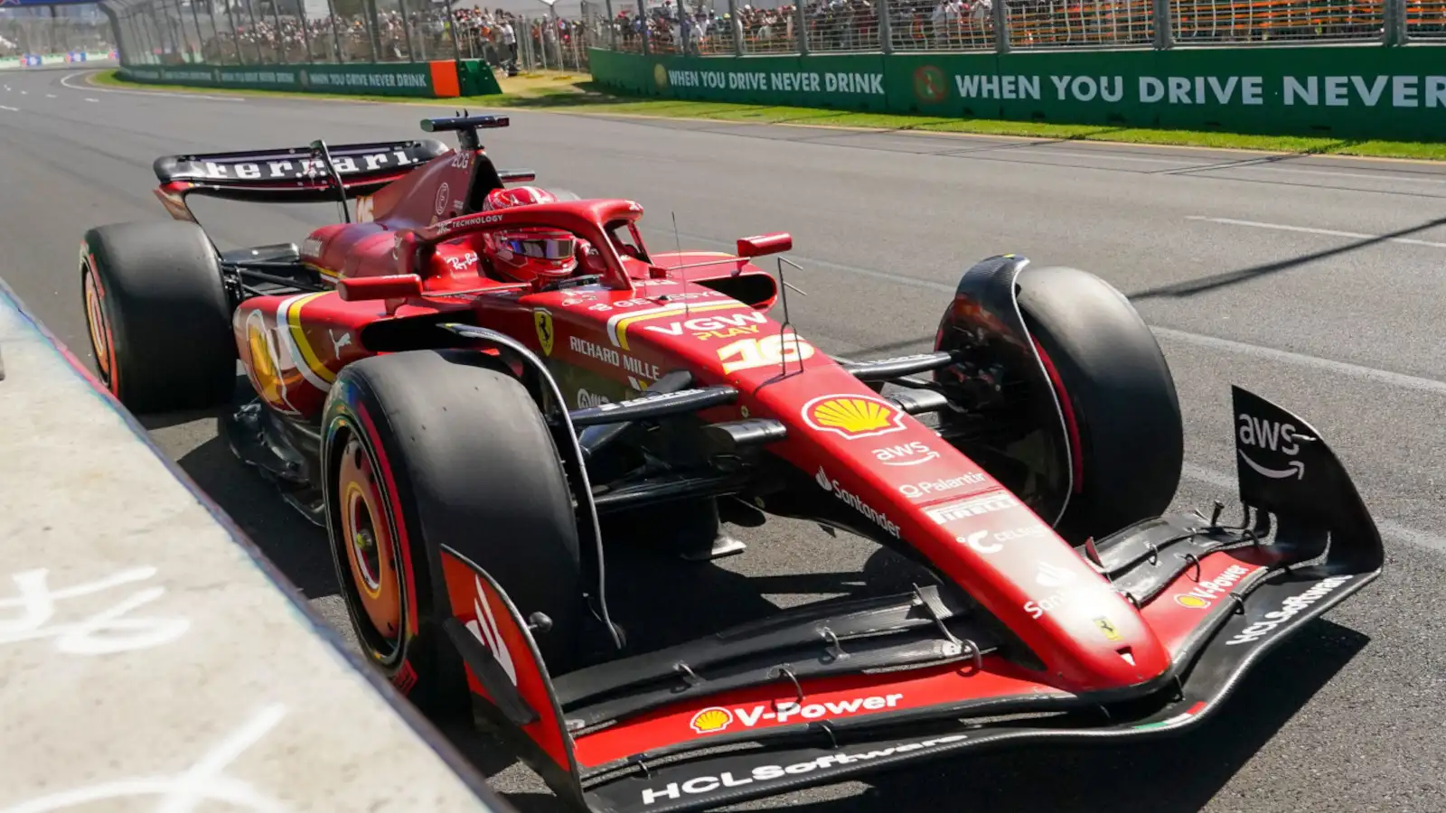 Ferrari driver Charles Leclerc running close to the wall