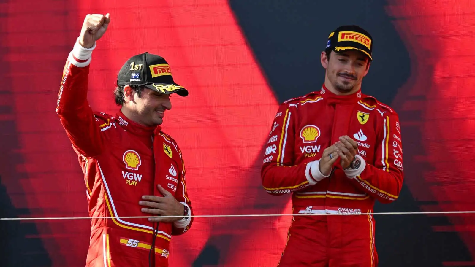 Carlos Sainz and Charles Leclerc on the Australia podium.