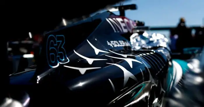 The Mercedes W15 with its star decal