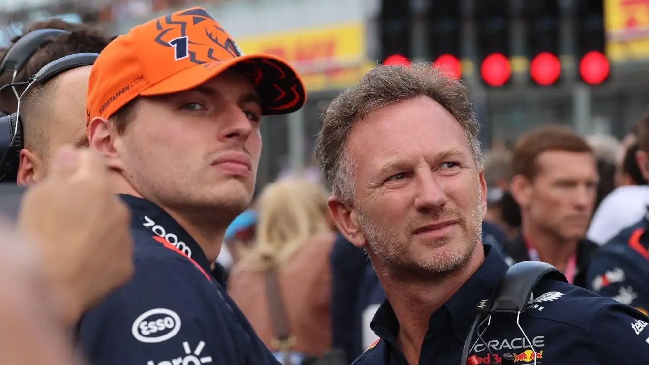 Max Verstappen and Christian Horner, Red Bull, 2023 Dutch Grand Prix.