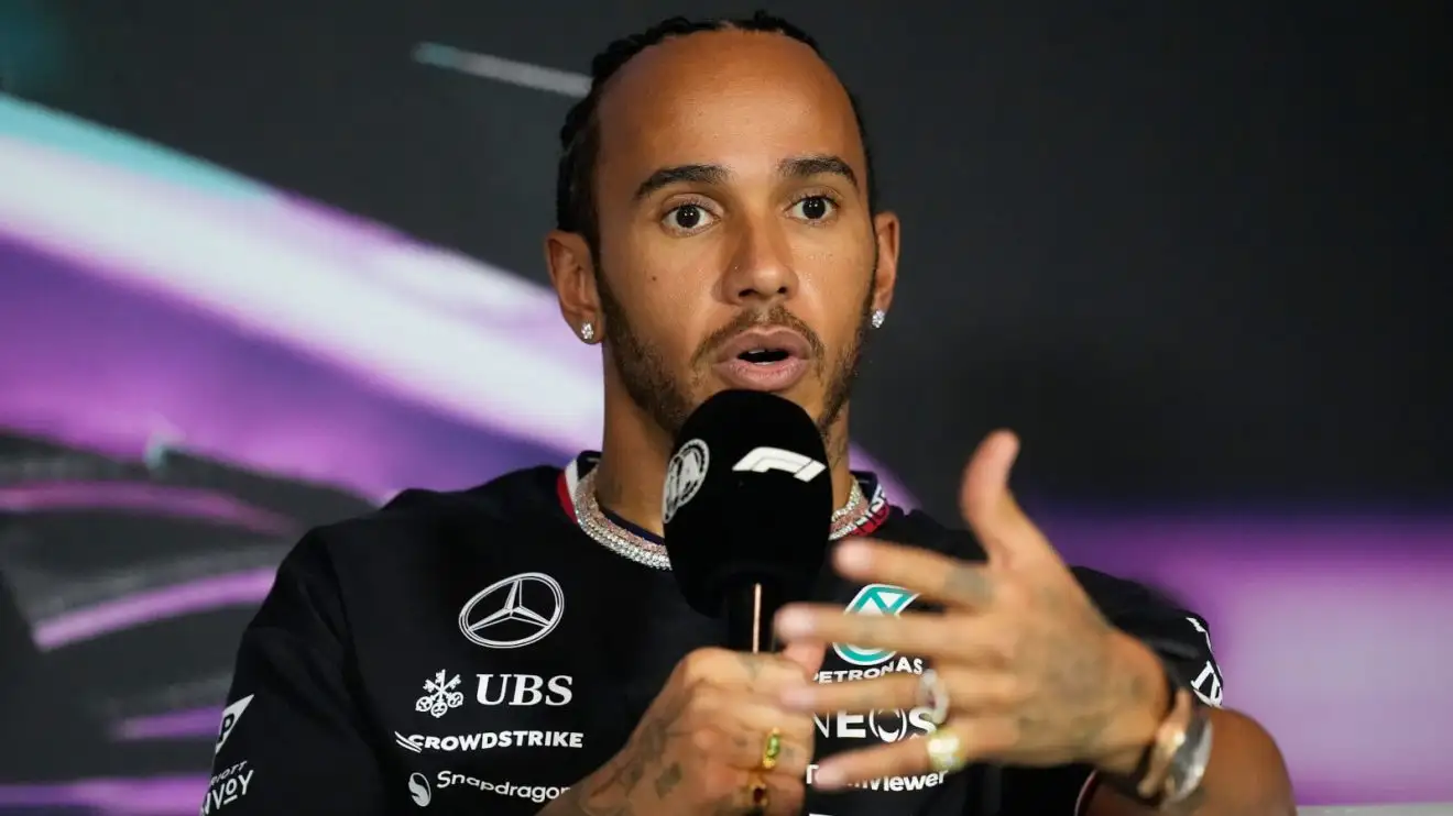 Lewis Hamilton explaining in a press conference.