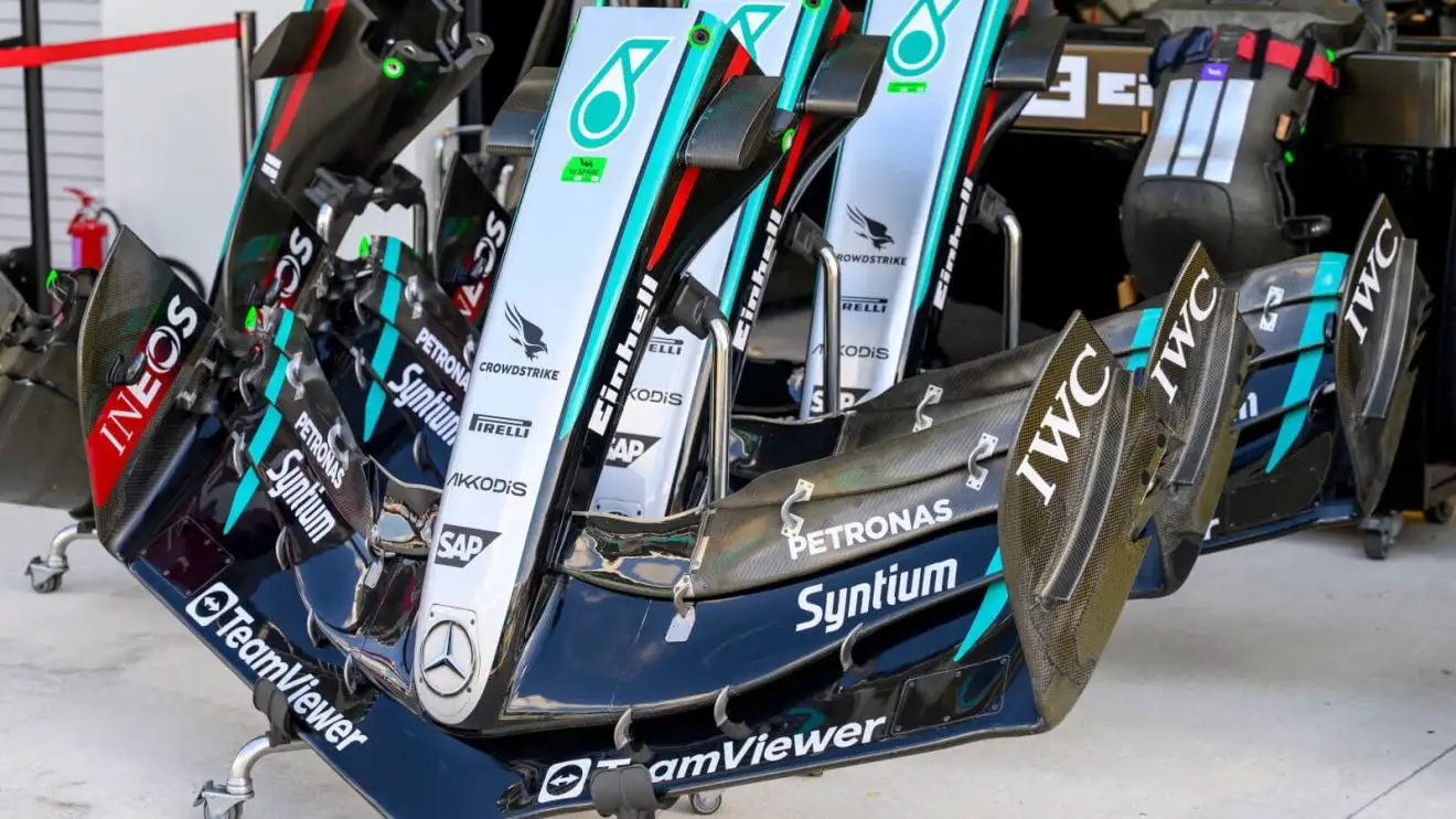 Mercedes W15 front wing and nose assembly