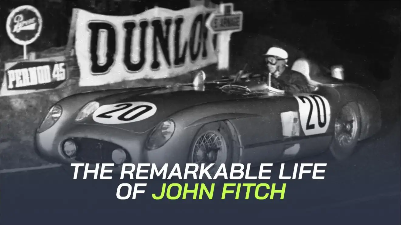 John Fitch driving a car