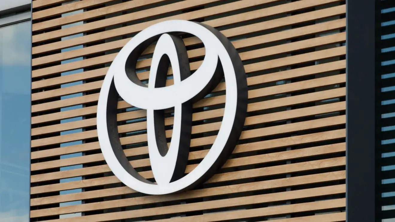 A Toyota logo on the front of a building