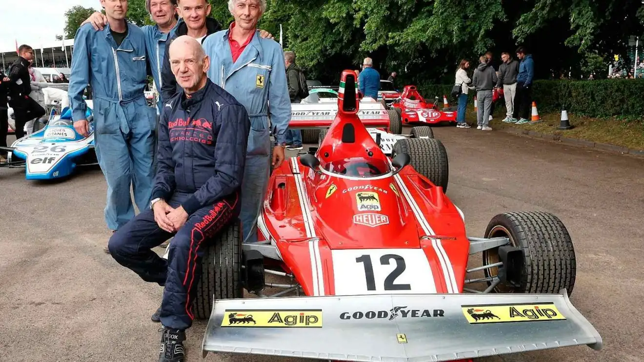 Adrian Newey drives the Ferrari 312 T of Niki Lauda at Goodwood PlanetF1