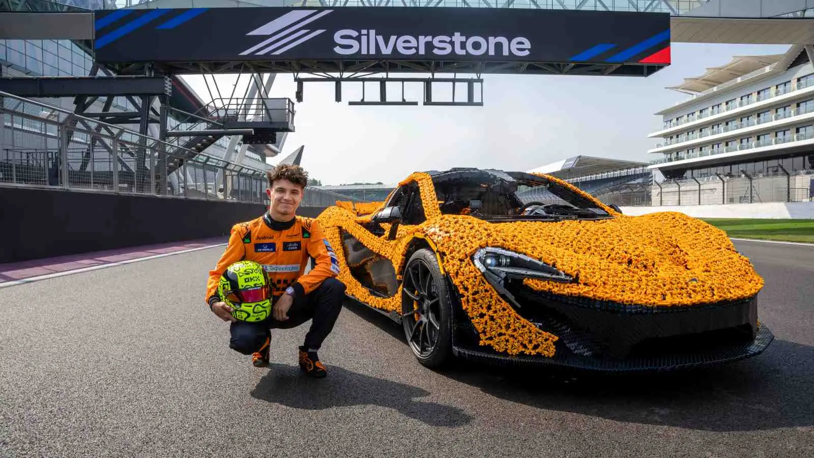 Lando Norris laps Silverstone in full-size, 342,000-piece LEGO Technic McLaren P1