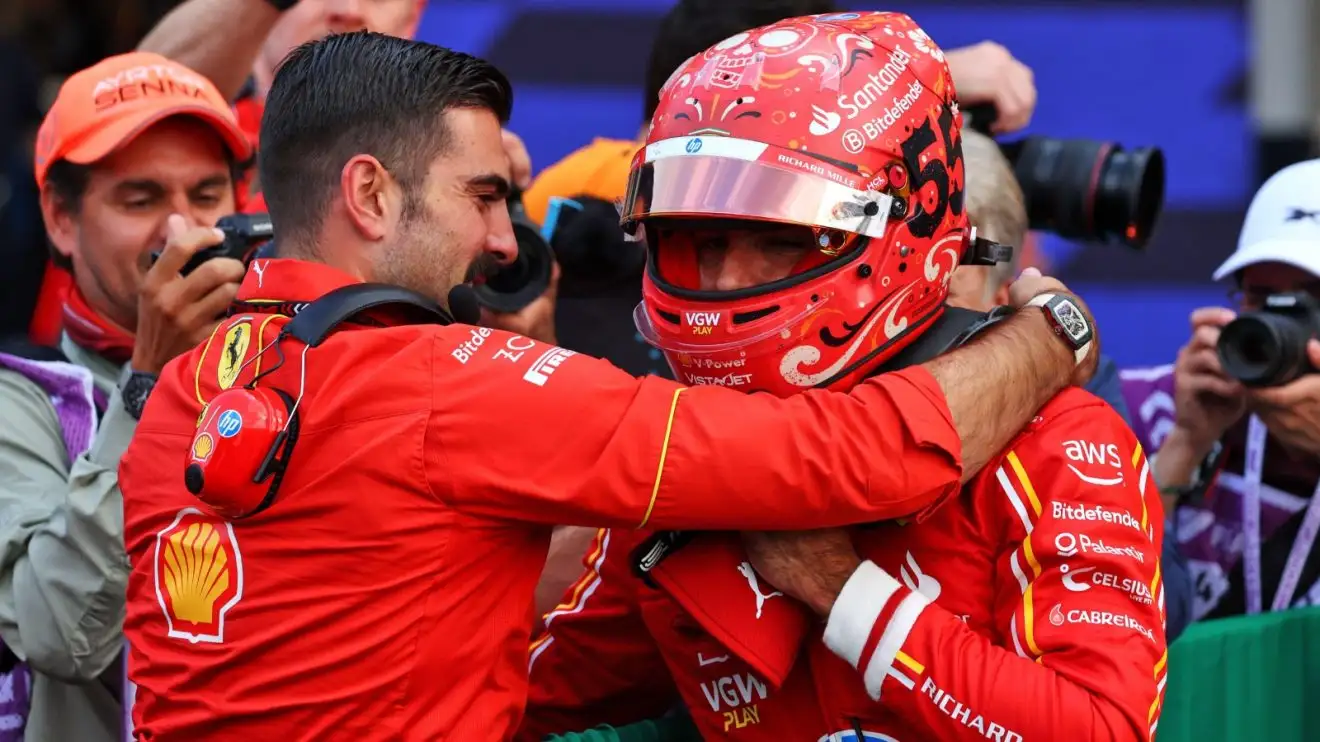 Carlos Sainz celebrates