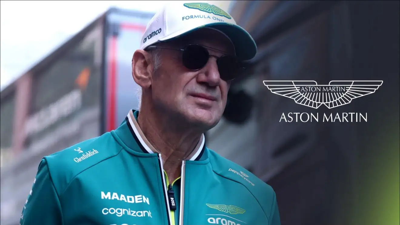 Adrian Newey pictured at the 2025 Monaco Grand Prix, with an Aston Martin badge on his right