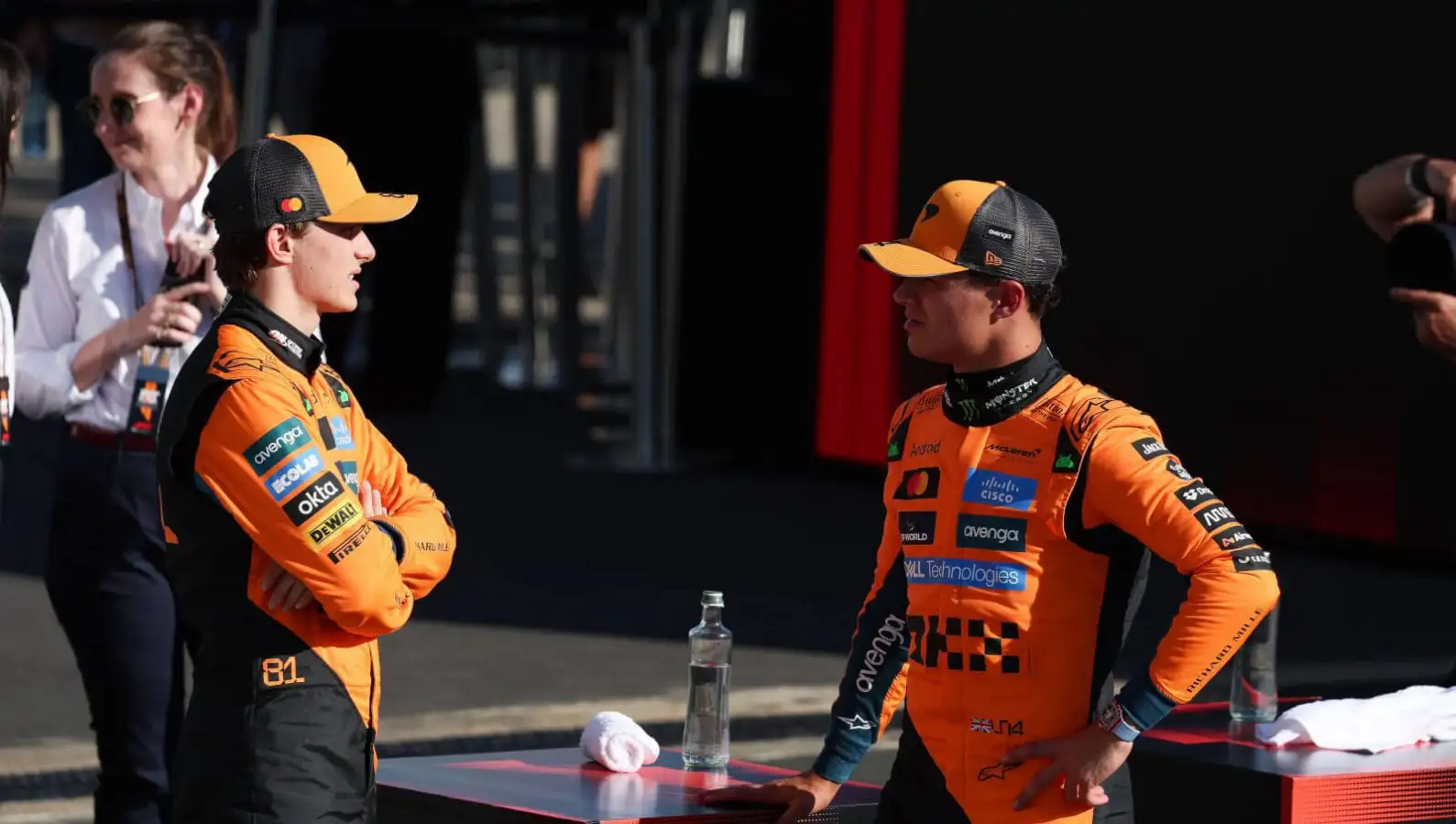 Oscar Piastri and Lando Norris speaking