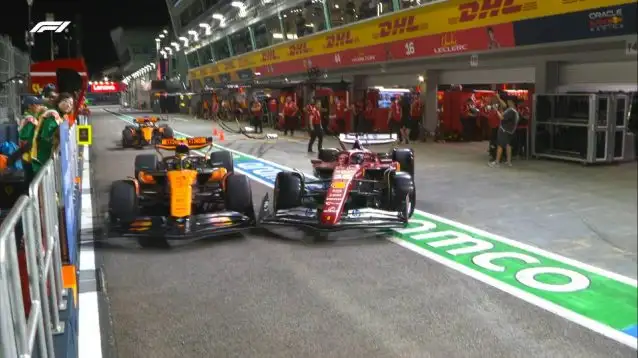 F1シンガポールGP、ピットレーンでの接触事故。FIAがルクレールとノリスの件を調査