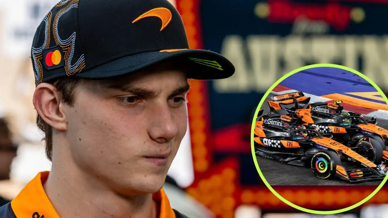Oscar Piastri with McLaren Singapore clash in the circle