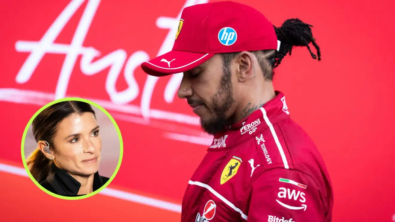Lewis Hamilton with Danica Patrick in the circle
