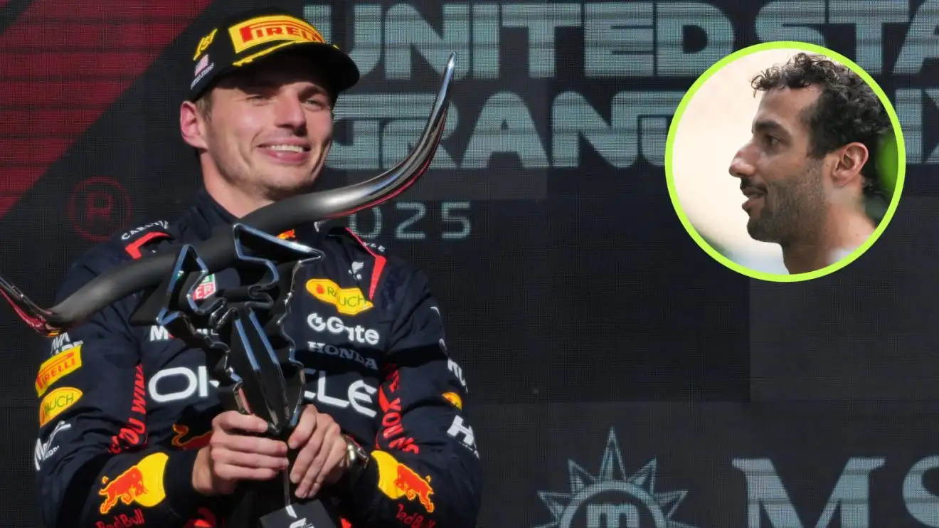 Max Verstappen with Daniel Ricciardo in the circle