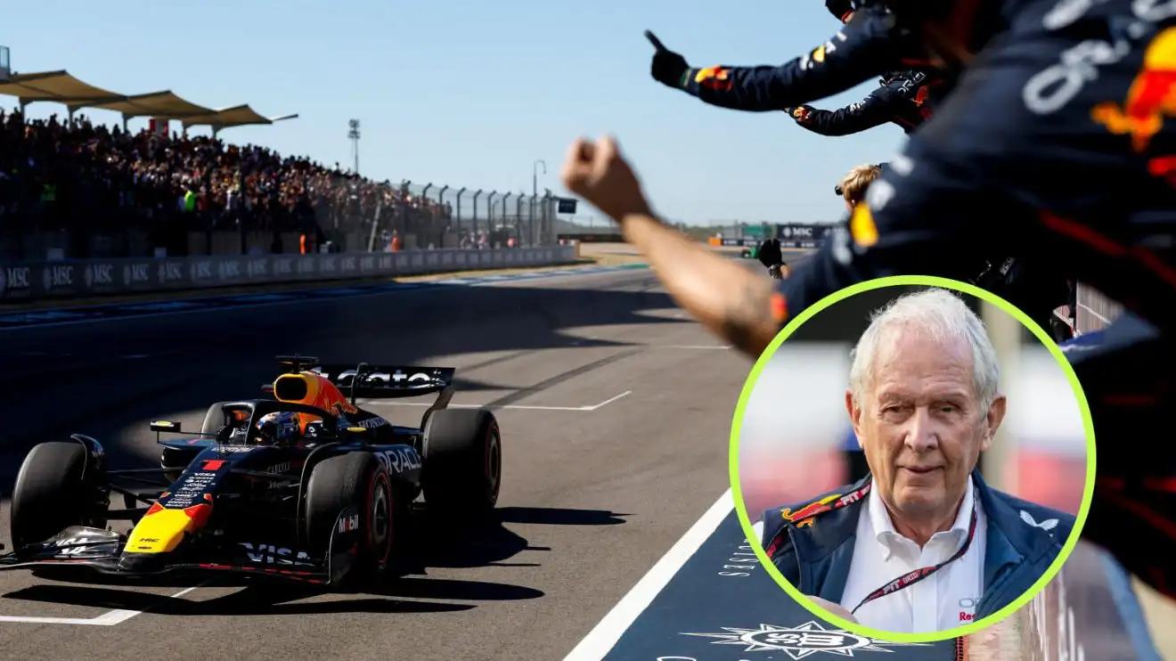 Max Verstappen wins, Helmut Marko in the circle