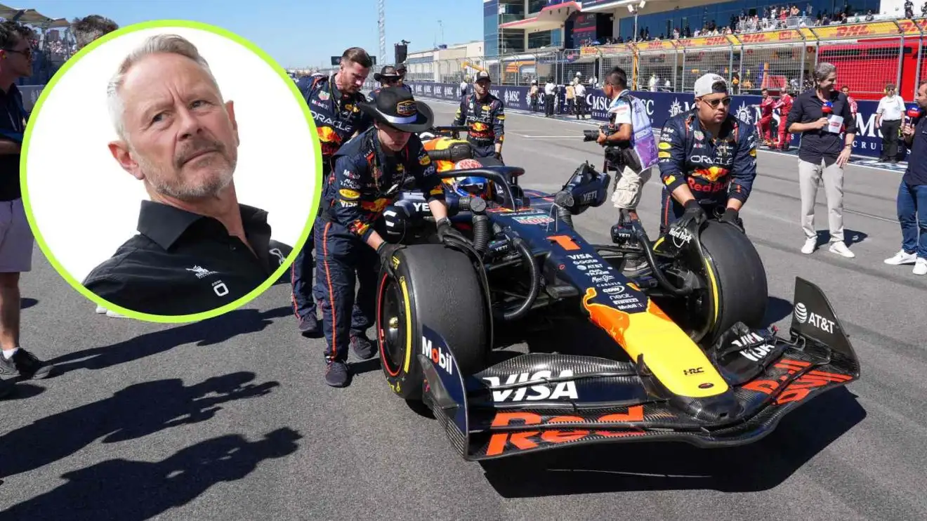 Max Verstappen with Jonathan Wheatley inset.