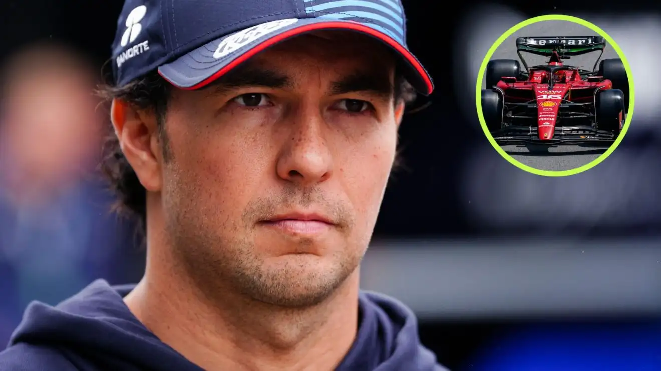 Sergio Perez with Ferrari in the circle