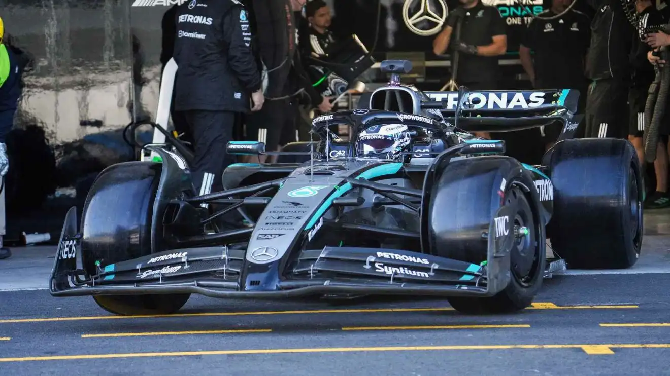 Valtteri Bottas in a Mercedes tyre test.