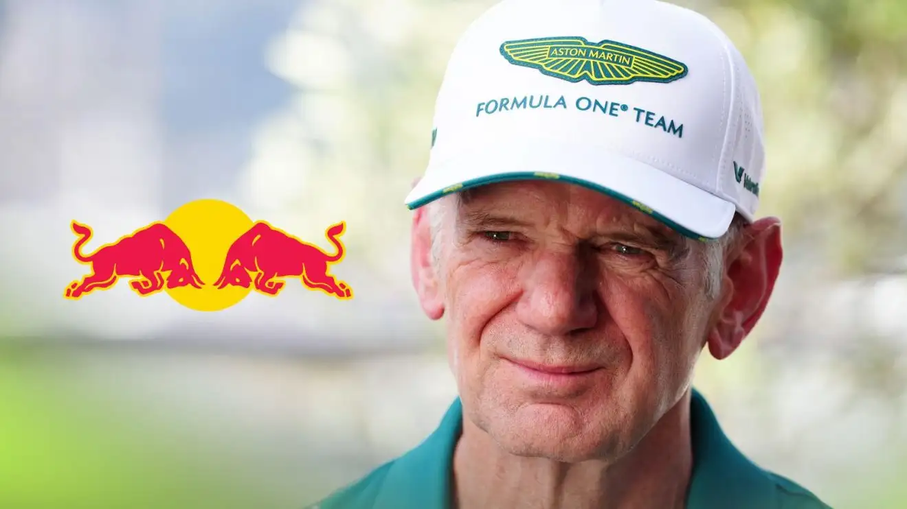 Aston Martin managing technical partner Adrian Newey pictured at the 2025 Monaco Grand Prix, with a Red Bull logo on his left