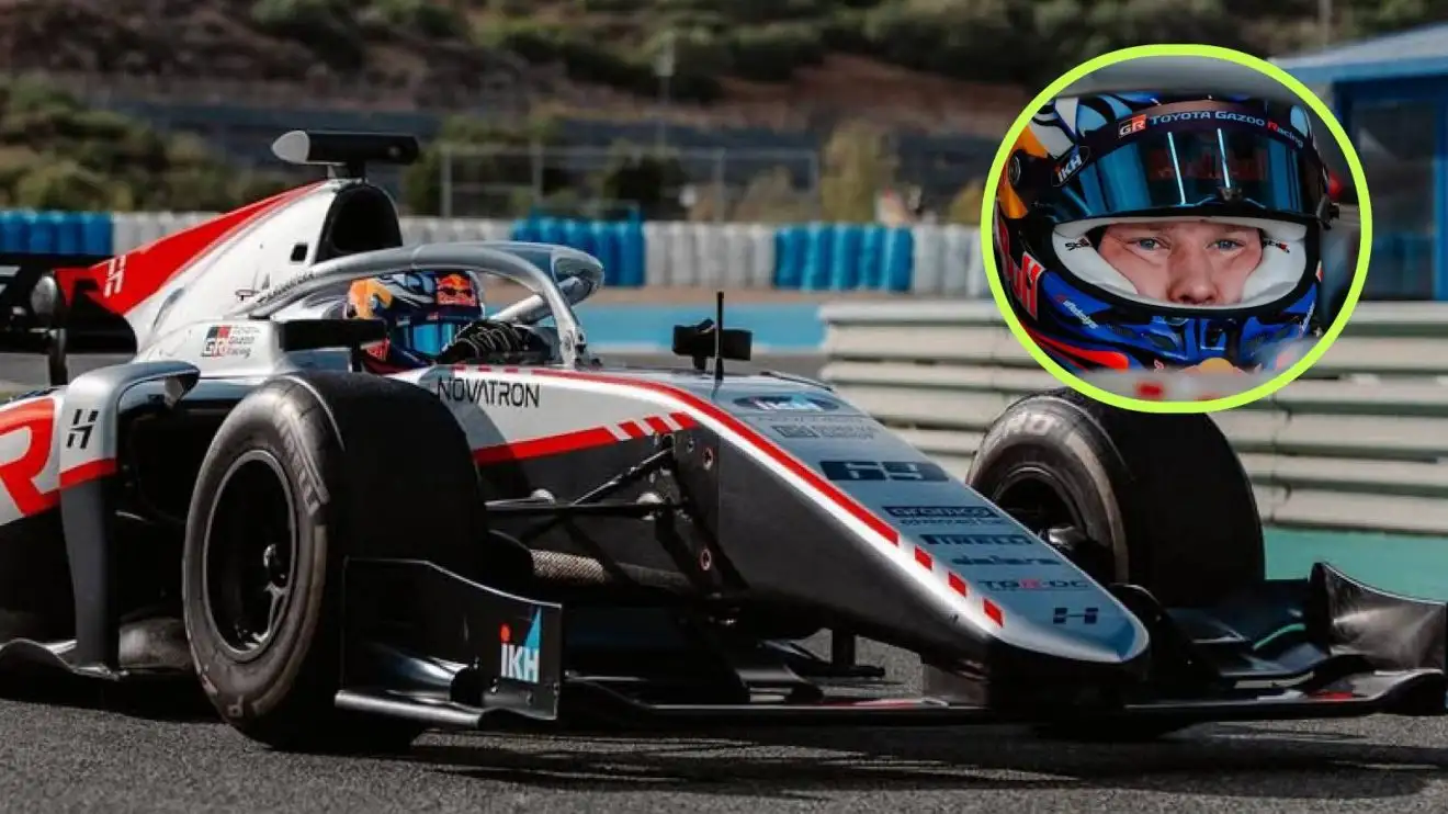 Kalle Rovanpera taking part in F2 testing in Hitech.