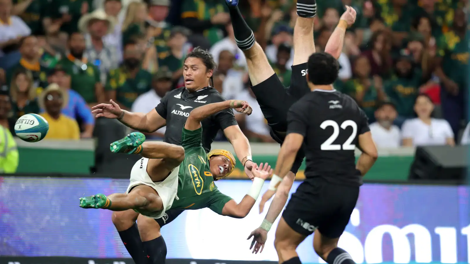 All Blacks: Beauden Barrett ‘feared the worst’ after mid-air collision with Springboks wing Kurt-Lee Arendse