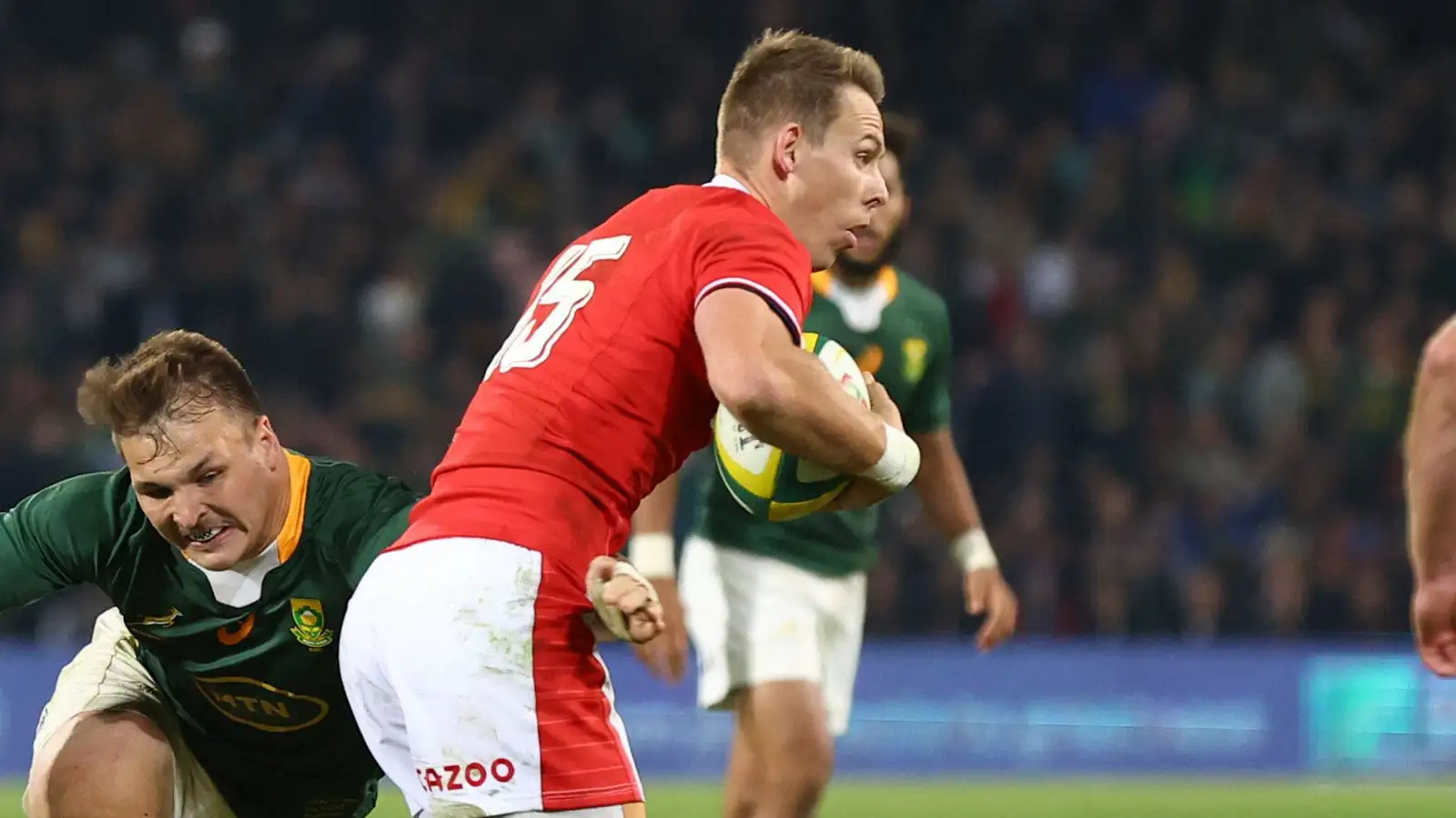 Liam Williams on a run for Wales against South Africa