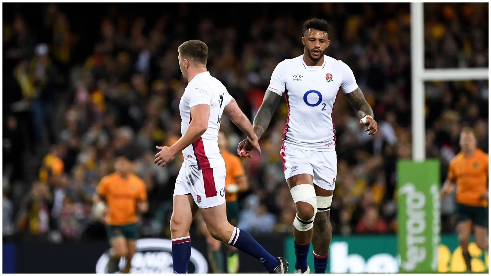 England: Owen Farrell and Courtney Lawes in a Test against Australia.