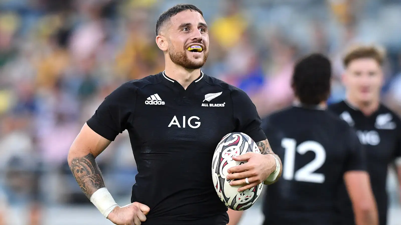 All Blacks star TJ Perenara looks on during a Test match.
