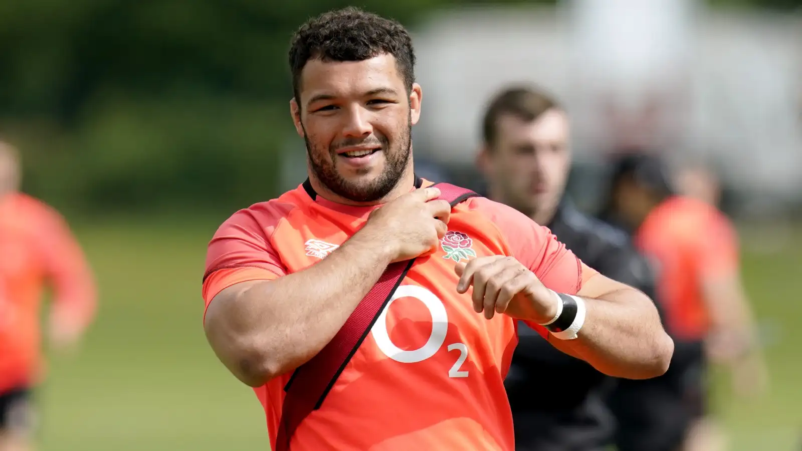 Six Nations: Ellis Genge looks on during a training session with England