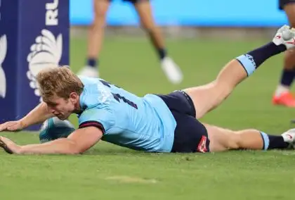 WATCH: Waratahs teenage sensation Max Jorgensen scores twice on Super Rugby Pacific debut