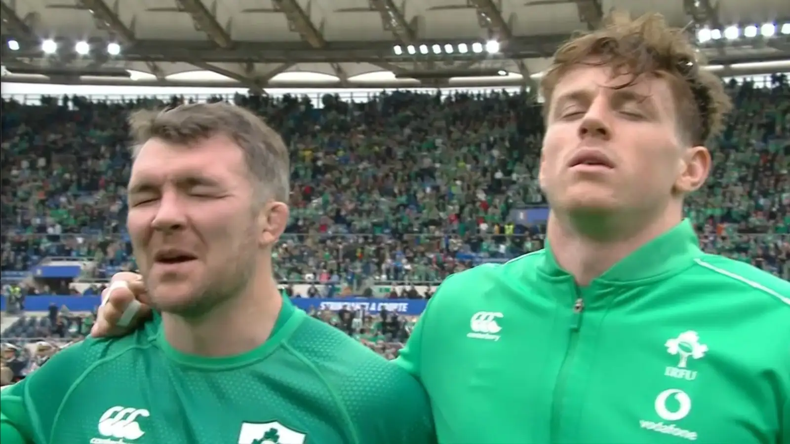 Ireland flanker Peter O'Mahony POM during Ireland's call anthem before the six nations match versus Italy