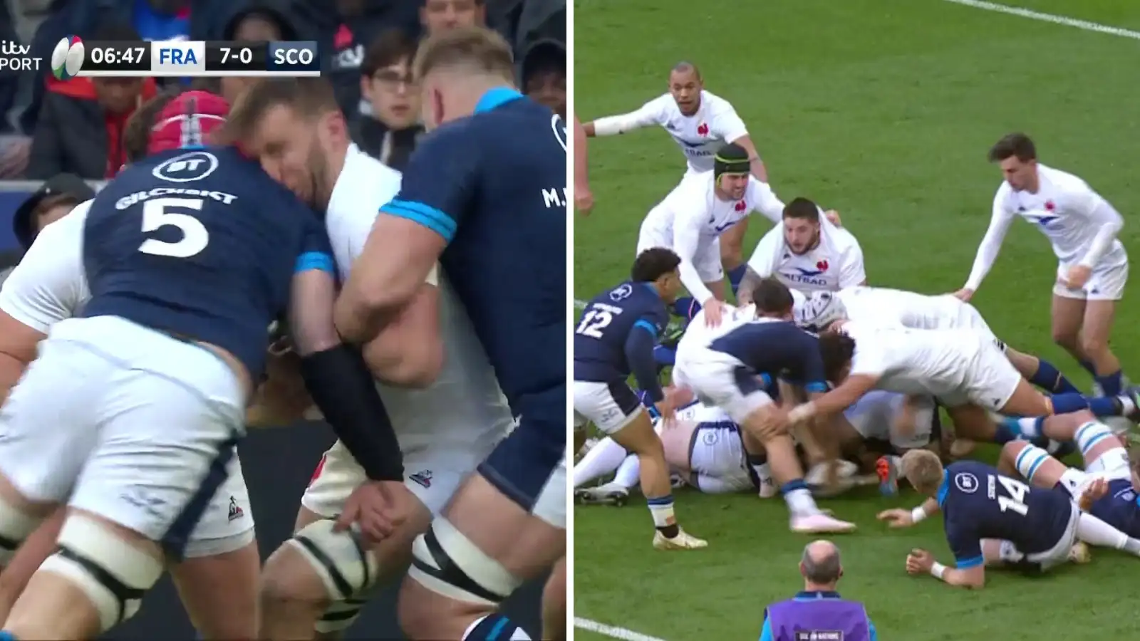 Scotland vice-captain Grant Gilchrist was given his marching orders just seven minutes into the Six Nations clash against France on Sunday, with Les Bleus' prop Mohamed Haouas following soon after.
