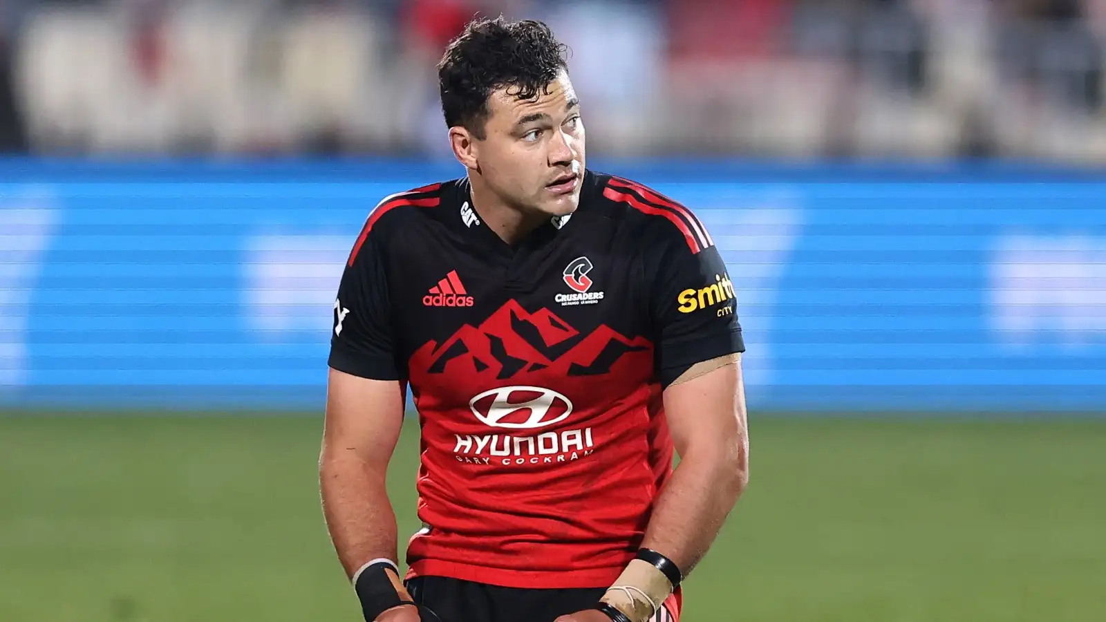 Super Rugby Pacific: Crusaders star David Havili looks on.
