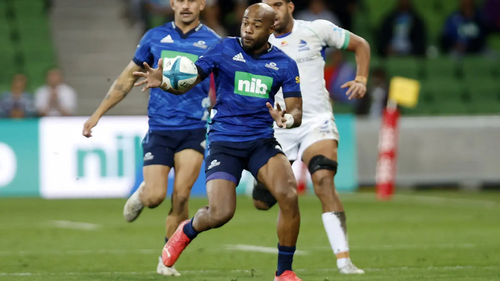 Super Rugby Pacific: Mark Telea collects the ball during a game