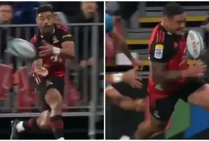 WATCH: Richie Mo’unga’s individual brilliance sets up a try for Codie Taylor in Crusaders’ win over Moana Pasifika