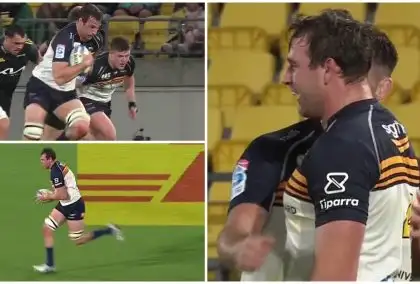 WATCH: Brumbies lock Nick Frost shows STAGGERING pace for 80-metre solo try in defeat to Hurricanes