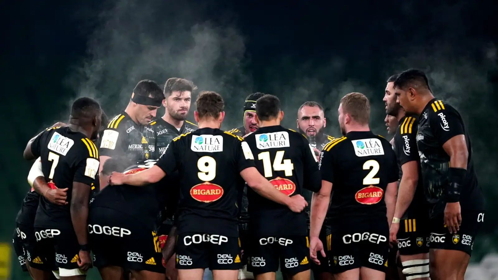 Champions Cup: La Rochelle huddle during a game